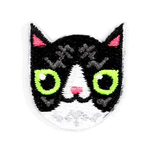 Black and White Cat Embroidered Sticker Patch
