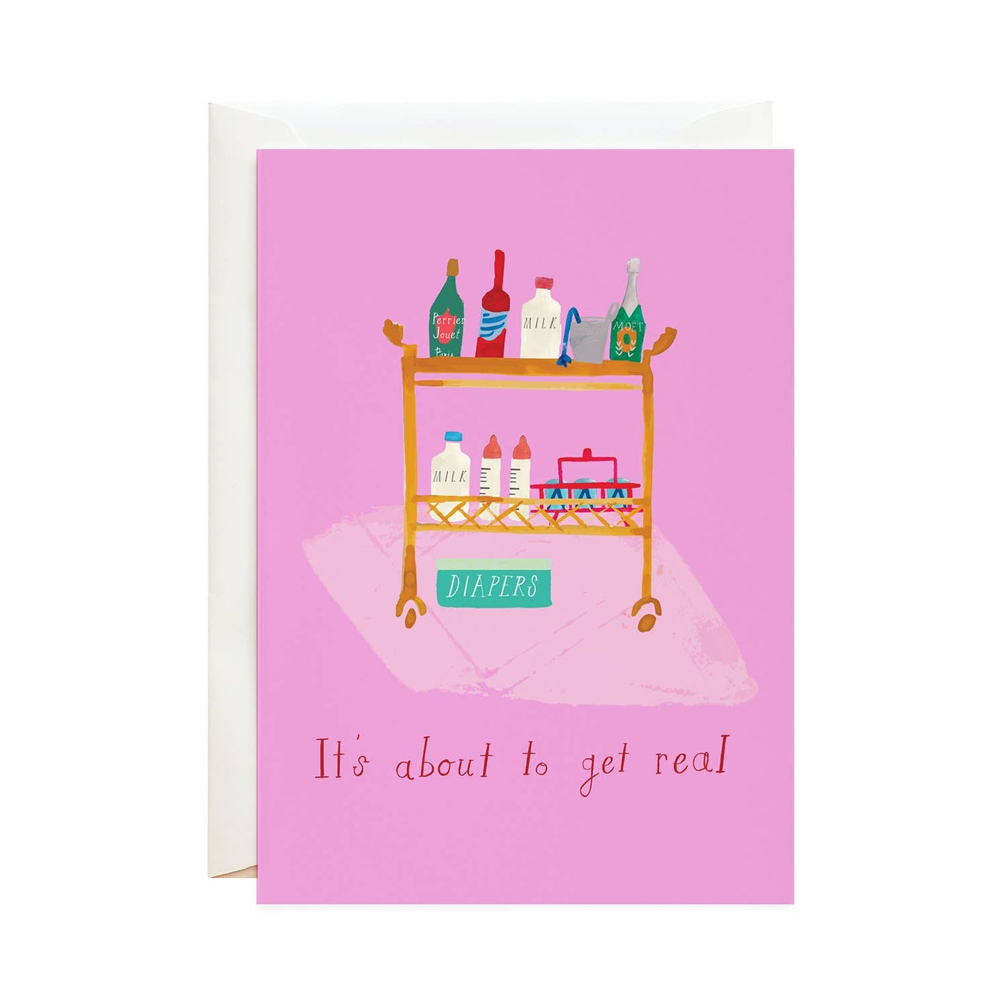 Diapers on the Bar Cart Baby Card