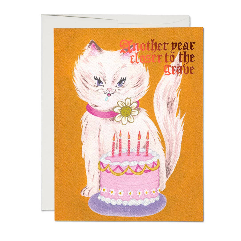 Another Year Closer To The Grave Kitty Birthday Card
