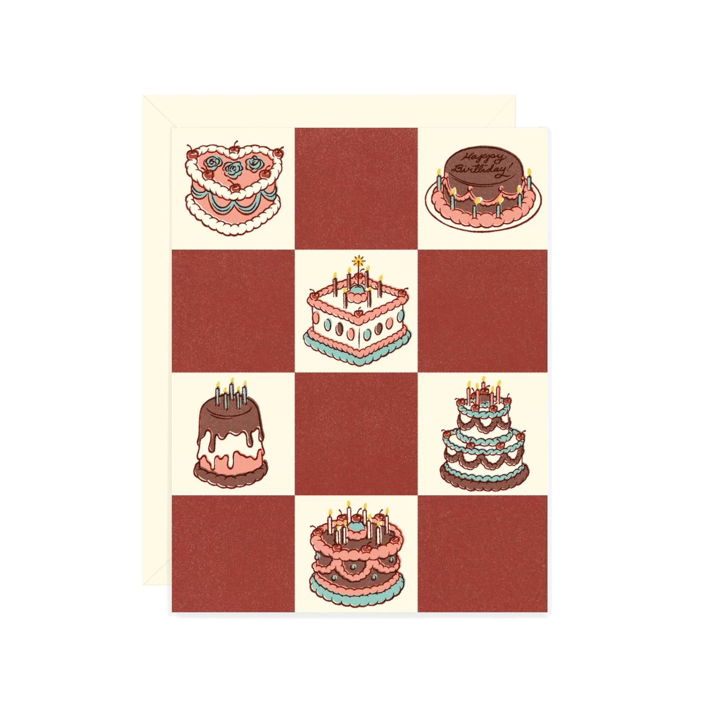 Checkerboard Cakes Birthday Card