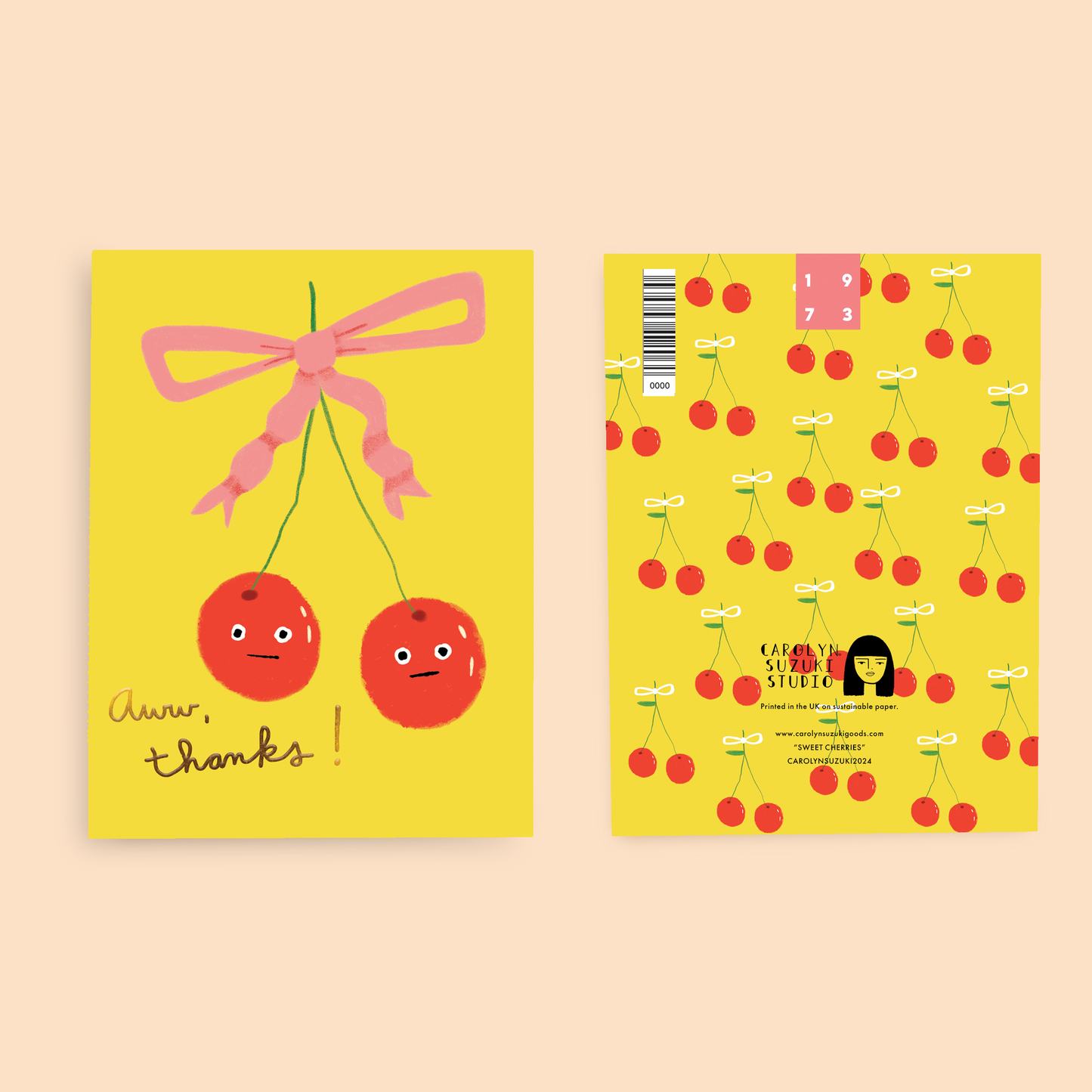 Aww Thanks Cherries Card