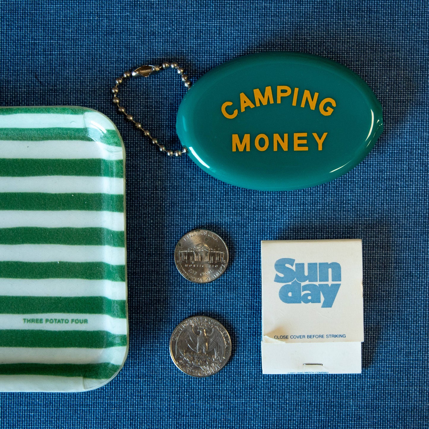 Camping Money Coin Pouch Keychain
